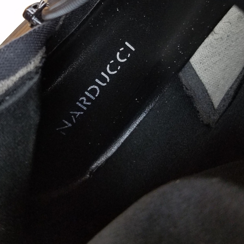 Vintage NARDUCCI Black BOHO Western Biker Leather Riding Boots Side Zip 37 EUR - Picture 7 of 12
